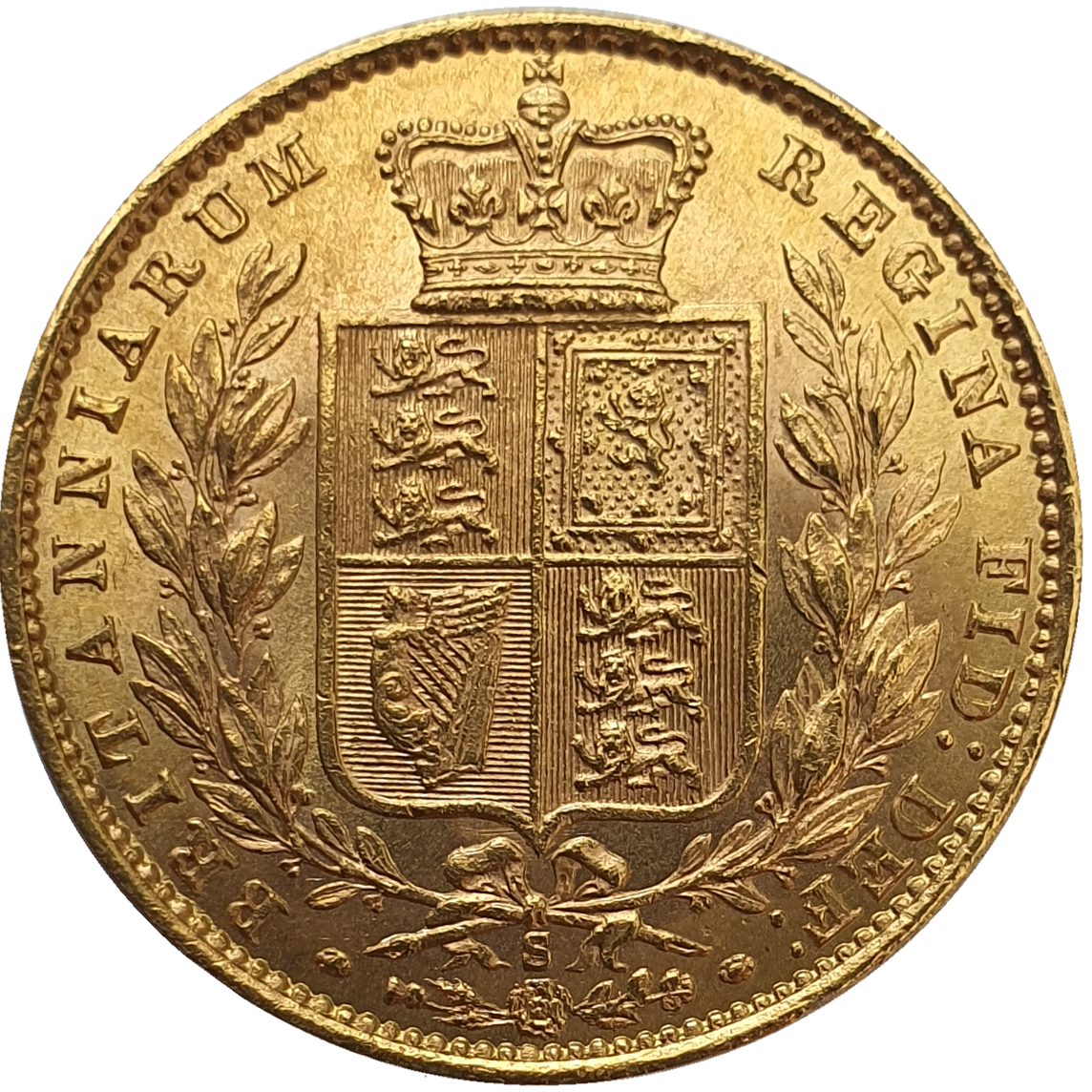 1872-S Queen Victoria Shield Reverse Sovereign