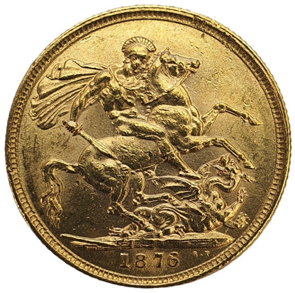 1876 Queen Victoria Young Head Gold Sovereign (Sydney)