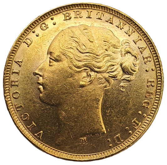 1879-M Queen Victoria Young Head Gold Sovereign