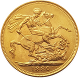 1880-M Queen Victoria Young Head Gold Sovereign (Ex Douro Cargo)