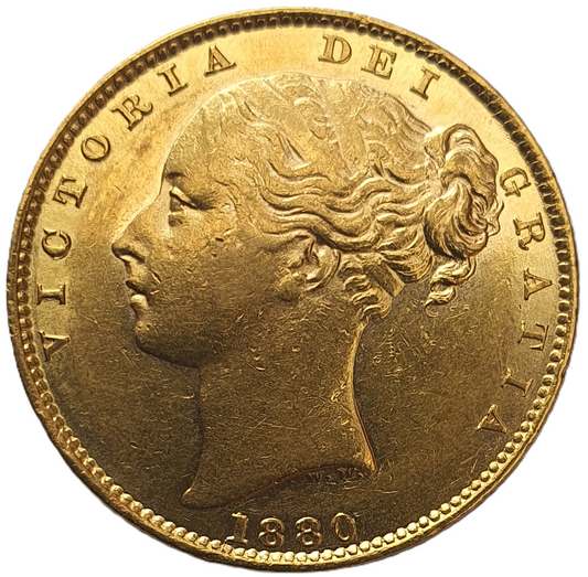 1880-S Queen Victoria Shield Reverse Sovereign