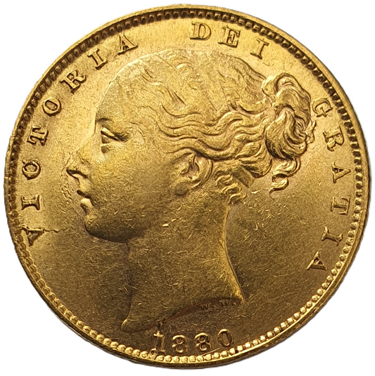 1880-S Queen Victoria Shield Reverse Sovereign