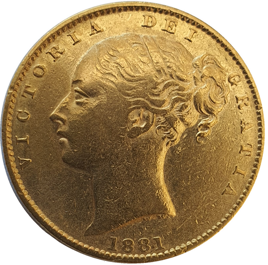 1881-M Queen Victoria Shield Reverse Sovereign - Rare