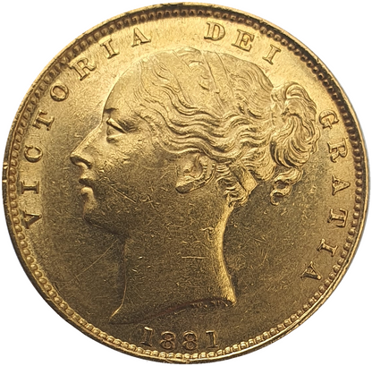 1881-S Queen Victoria Shield Reverse Sovereign