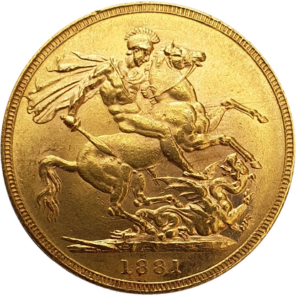 1881 Queen Victoria Young Head Gold Sovereign (Sydney)