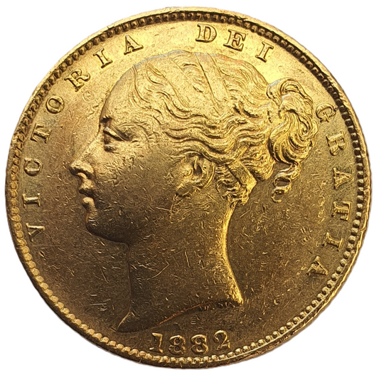 1882-M Queen Victoria Shield Reverse Sovereign
