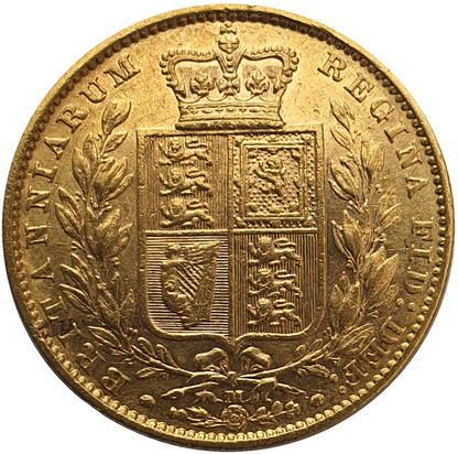 1882-M Queen Victoria Shield Reverse Sovereign