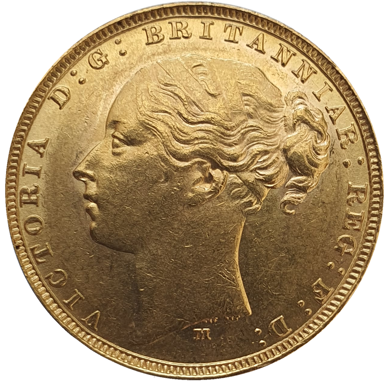 1882-M Queen Victoria Young Head Gold Sovereign