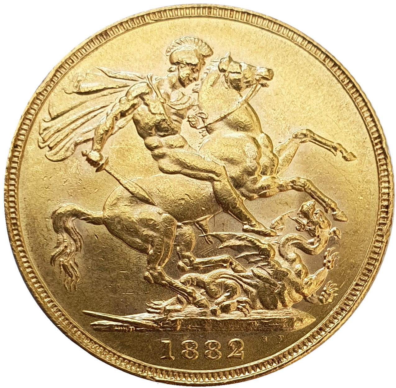 1882-M Queen Victoria Young Head Gold Sovereign