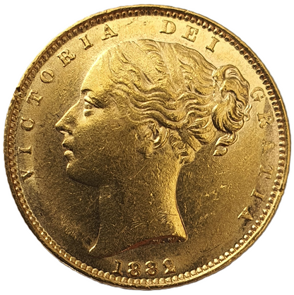 1882-S Queen Victoria Shield Reverse Sovereign