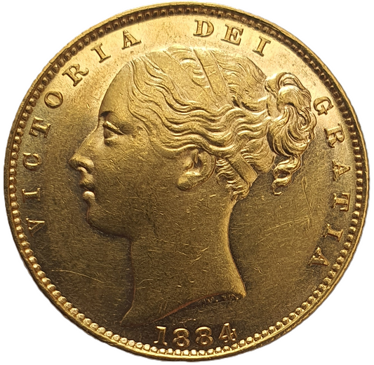 1884-M Queen Victoria Shield Reverse Sovereign