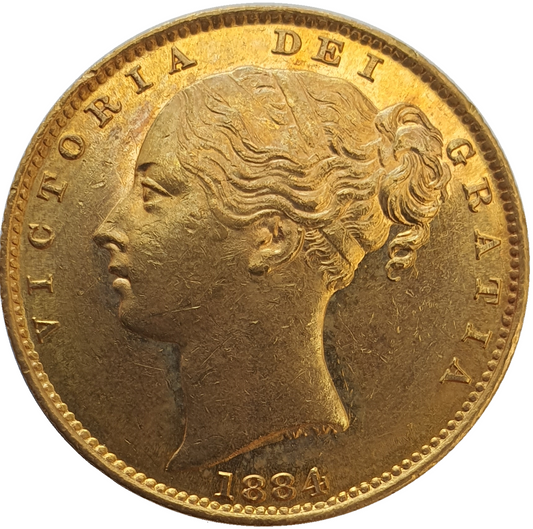 1884-S Queen Victoria Shield Reverse Sovereign - AS STRUCK