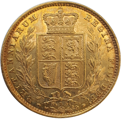 1884-S Queen Victoria Shield Reverse Sovereign - AS STRUCK