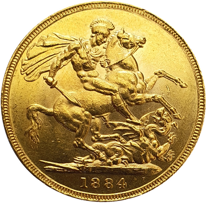 1884-M Queen Victoria Young Head Gold Sovereign