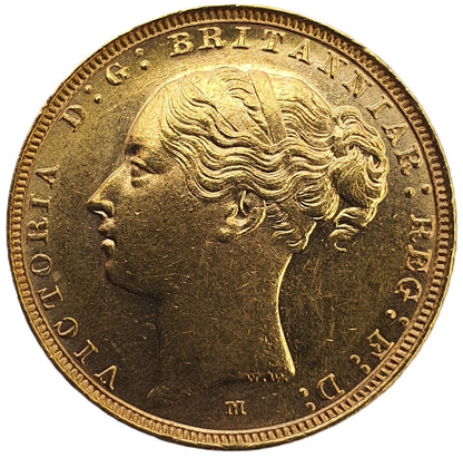 1885-M Queen Victoria Young Head Gold Sovereign - NO BP - RARE
