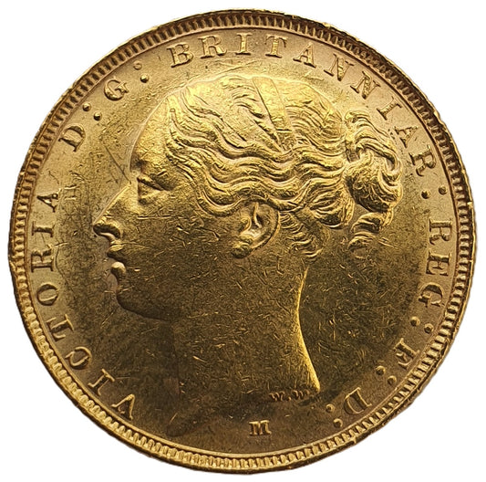 1885-M Queen Victoria Young Head Gold Sovereign
