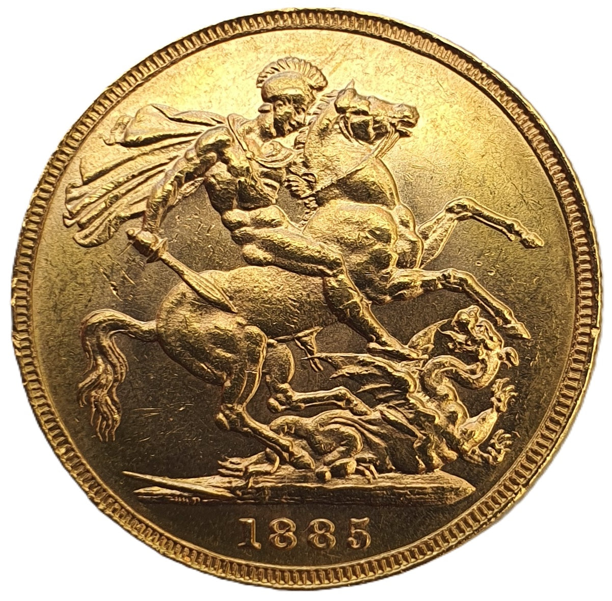 1885-M Queen Victoria Young Head Gold Sovereign - NO BP - RARE