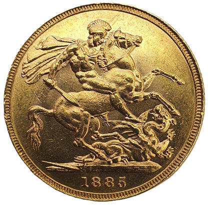 1885-M Queen Victoria Young Head Gold Sovereign - NO BP - RARE