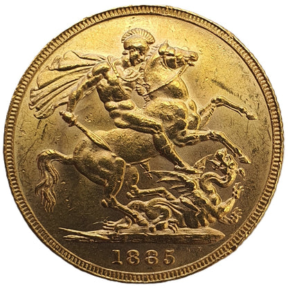 1885-M Queen Victoria Young Head Gold Sovereign