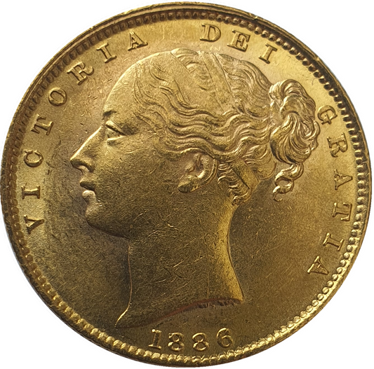 1886-S Queen Victoria Shield Reverse Sovereign