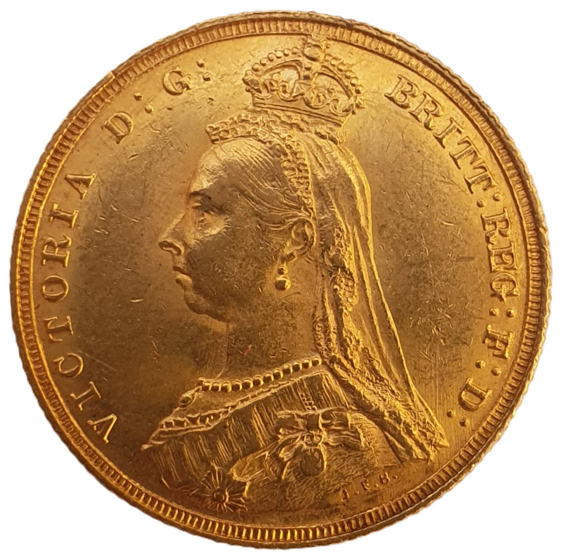 1887 Queen Victoria Jubilee Head Gold Sovereign - (First Bust) DISH L7