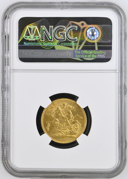 1887 Queen Victoria Jubilee Head Gold Sovereign - (First Bust) DISH L7 - NGC MS62