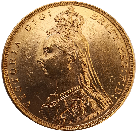 1887-M Queen Victoria Jubilee Head Gold Sovereign - (Second Bust) DISH M8
