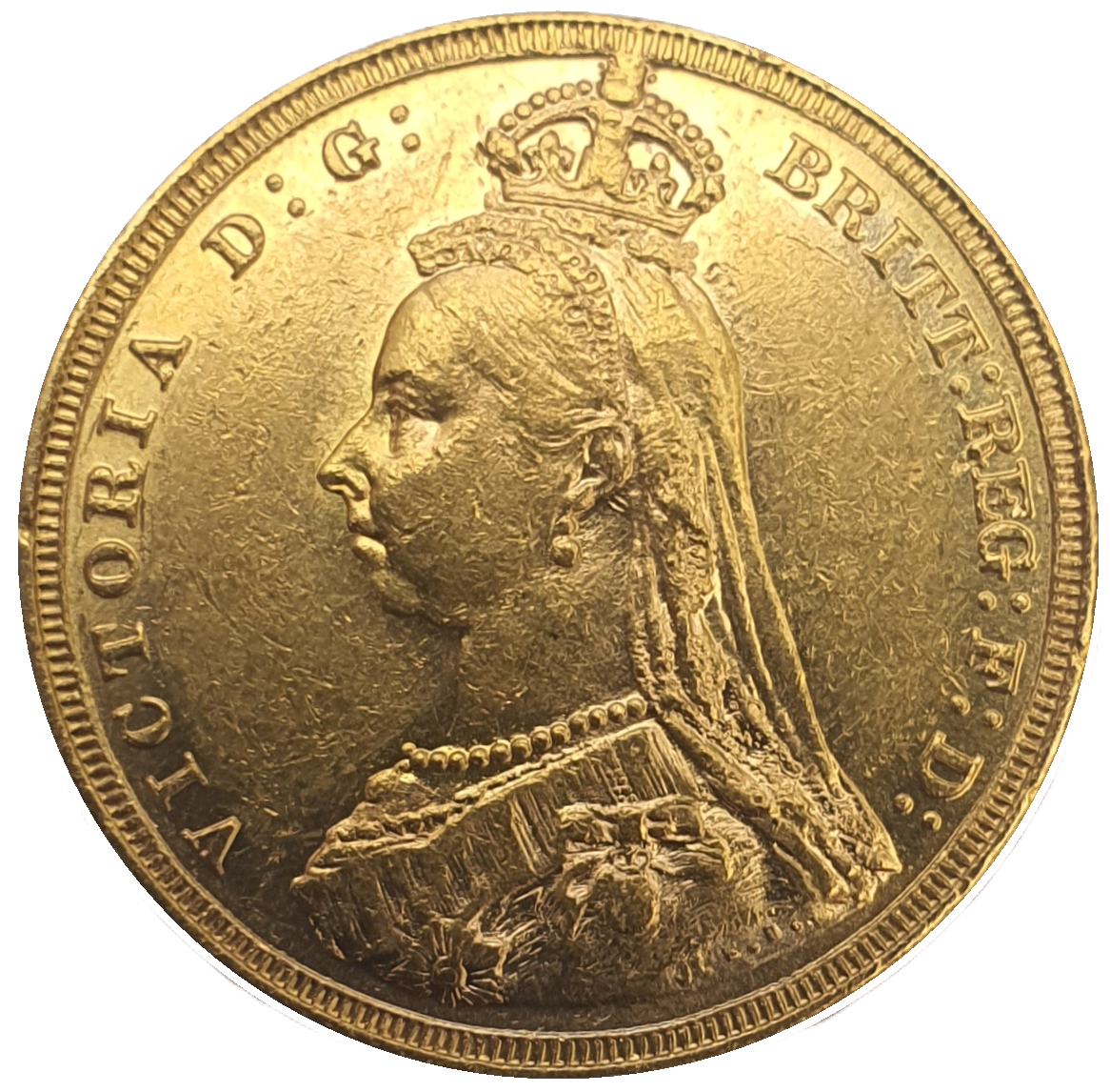 1887-M Queen Victoria Jubilee Head Gold Sovereign - (Extremely Rare) DISH M1