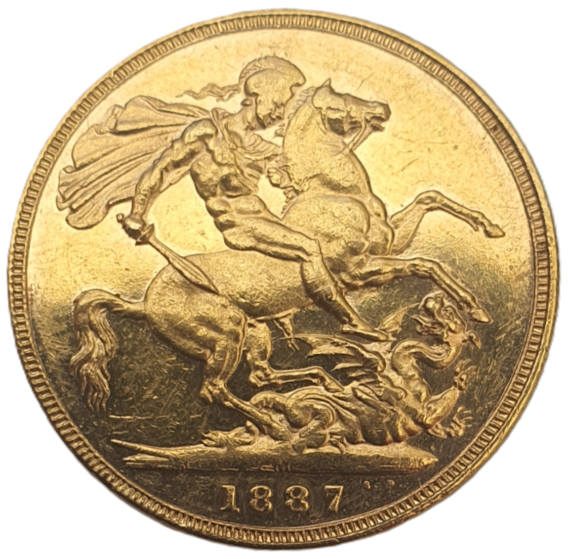 1887-M Queen Victoria Jubilee Head Gold Sovereign - (Extremely Rare) DISH M4