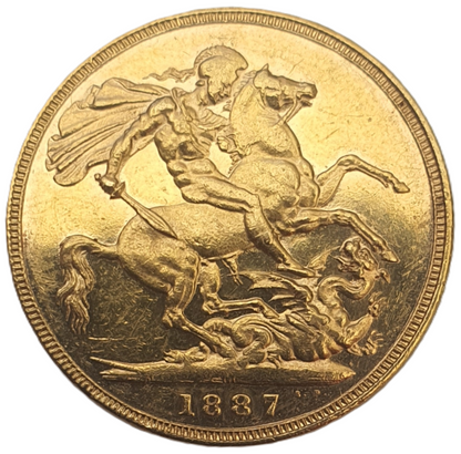 1887-M Queen Victoria Jubilee Head Gold Sovereign - (Extremely Rare) DISH M4