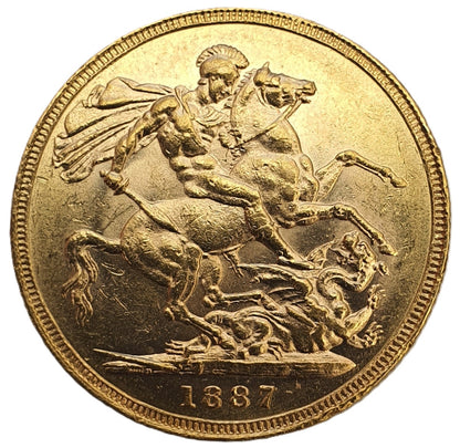 1887-M Queen Victoria Young Head Gold Sovereign