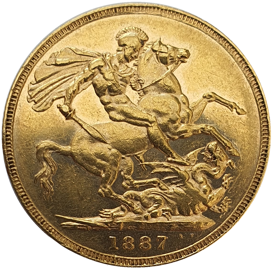 1887-M Queen Victoria Young Head Gold Sovereign