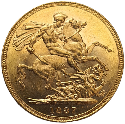 1887-M Queen Victoria Young Head Gold Sovereign