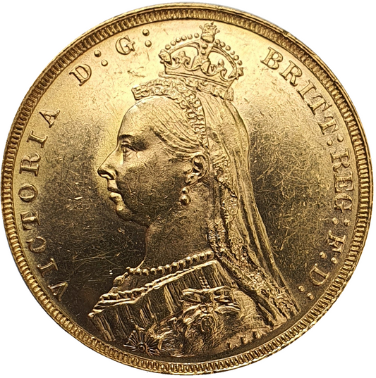 1888-M Queen Victoria Jubilee Head Gold Sovereign - (Second Bust) DISH M10