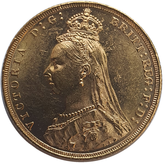 1889-M Queen Victoria Jubilee Head Gold Sovereign - (Second Bust) DISH M12