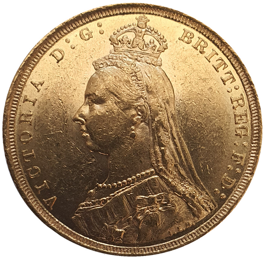 1889-S Queen Victoria Jubilee Head Gold Sovereign - DISH S12
