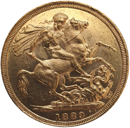 1889-S Queen Victoria Jubilee Head Gold Sovereign - DISH S12