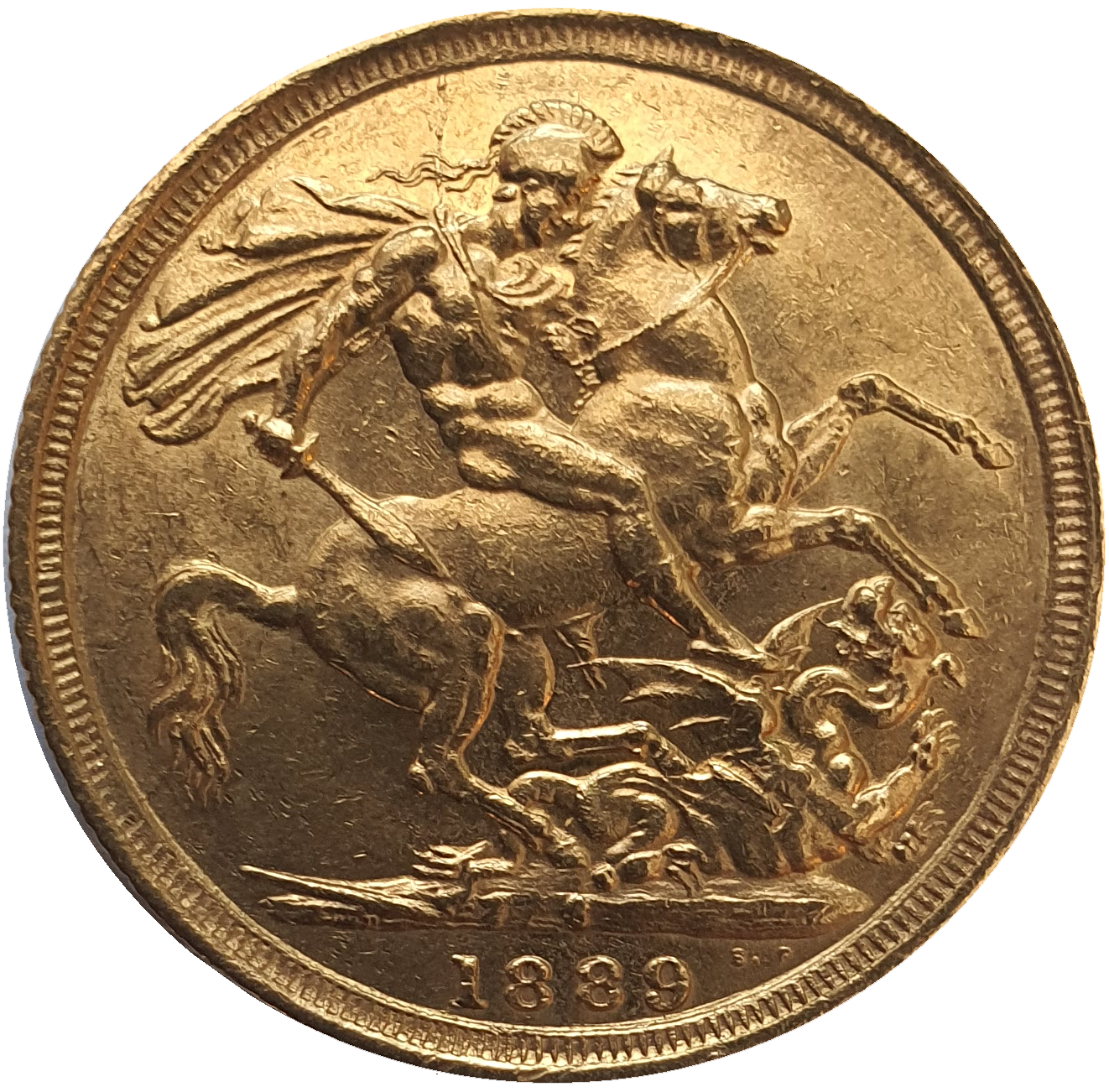 1889-S Queen Victoria Jubilee Head Gold Sovereign - DISH S11 - First Bust