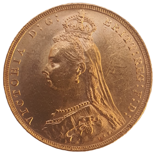 1890 Queen Victoria Jubilee Head Gold Sovereign - (Second Bust) DISH L13