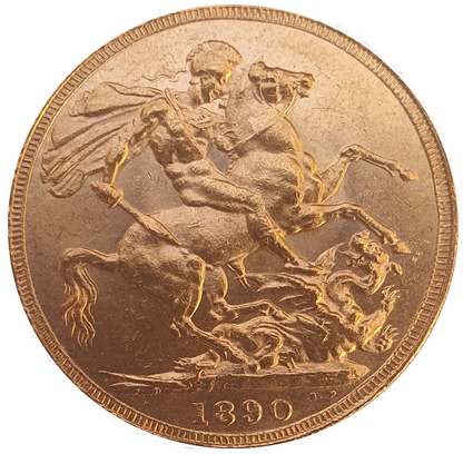 1890 Queen Victoria Jubilee Head Gold Sovereign - (Second Bust) DISH L13