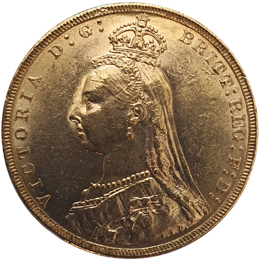 1891-M Queen Victoria Jubilee Head Gold Sovereign - (Second Bust) DISH M16