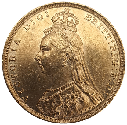 1891-S Queen Victoria Jubilee Head Gold Sovereign - DISH S15 - AUNC