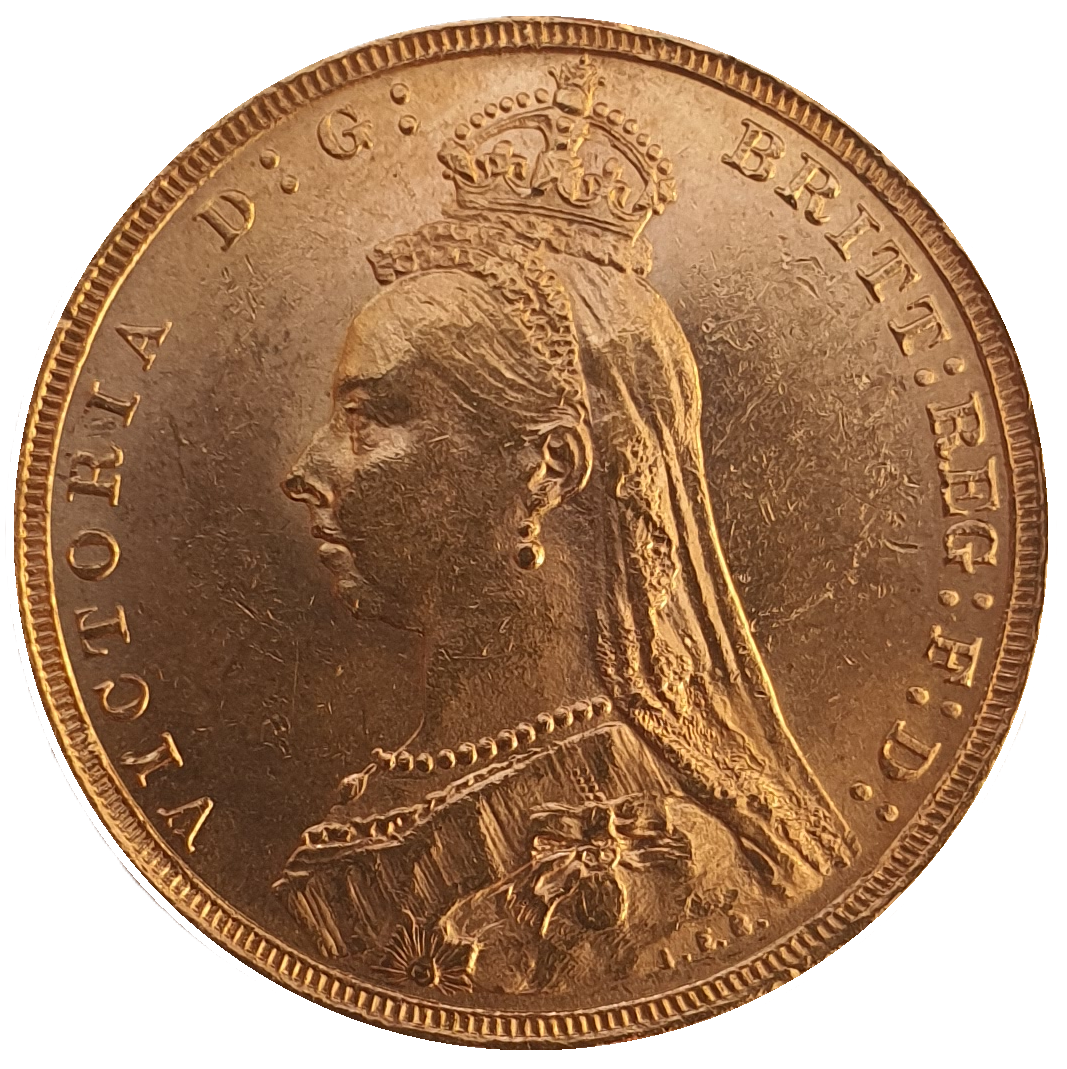 1892 Queen Victoria Jubilee Head Gold Sovereign - (Second Bust) DISH L16