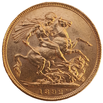 1892 Queen Victoria Jubilee Head Gold Sovereign - (Second Bust) DISH L16