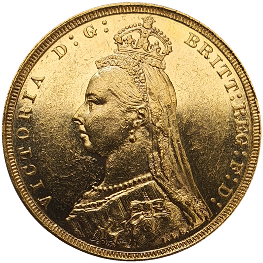 1892-M Queen Victoria Jubilee Head Gold Sovereign - (Second Bust) DISH M17