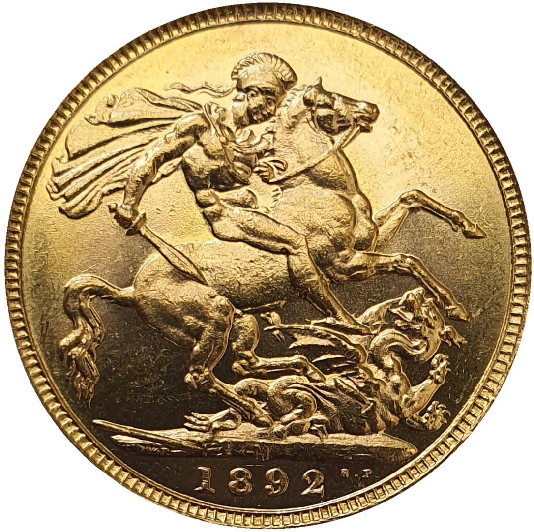 1892-M Queen Victoria Jubilee Head Gold Sovereign - (Second Bust) DISH M17