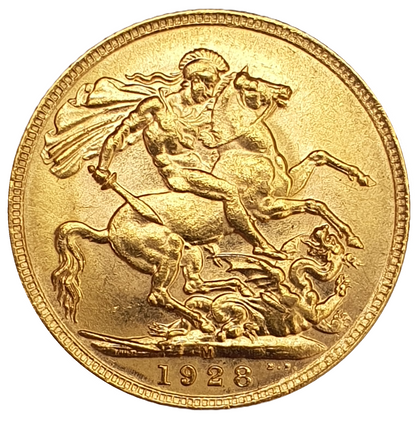 1928-M King George V Gold Sovereign (Melbourne) Very Rare