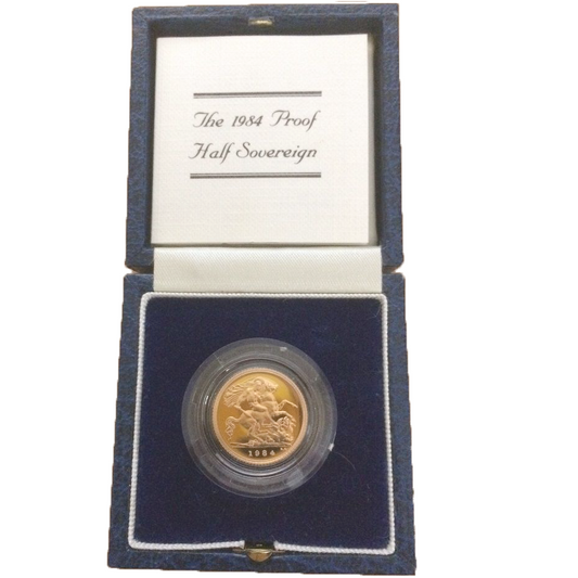 1984 Queen Elizabeth II Proof Gold Half Sovereign + Capsulated / Case