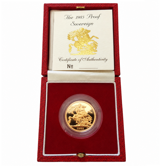 1985 Queen Elizabeth II Proof Sovereign by Raphael Maklouf - Presentation Case with COA