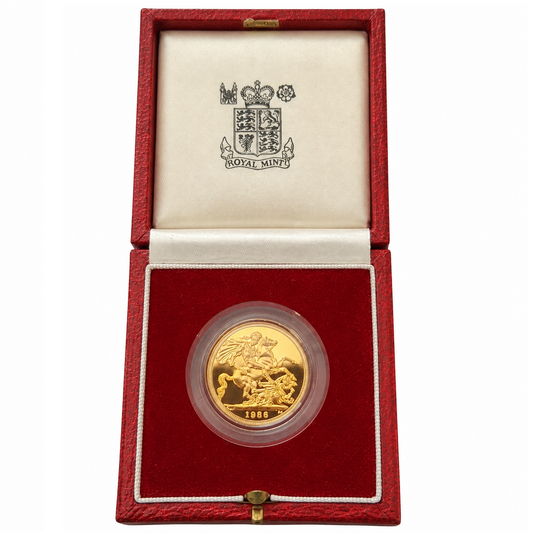 1986 Queen Elizabeth II Proof Sovereign by Raphael Maklouf - Presentation Case